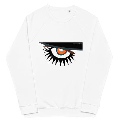 Eye, Hat, Lash. Unisex Organic Raglan Sweatshirt.